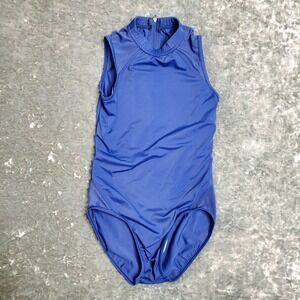 Balera Dance Blue One-Piece Leotard Sheer Shoulder Size: M